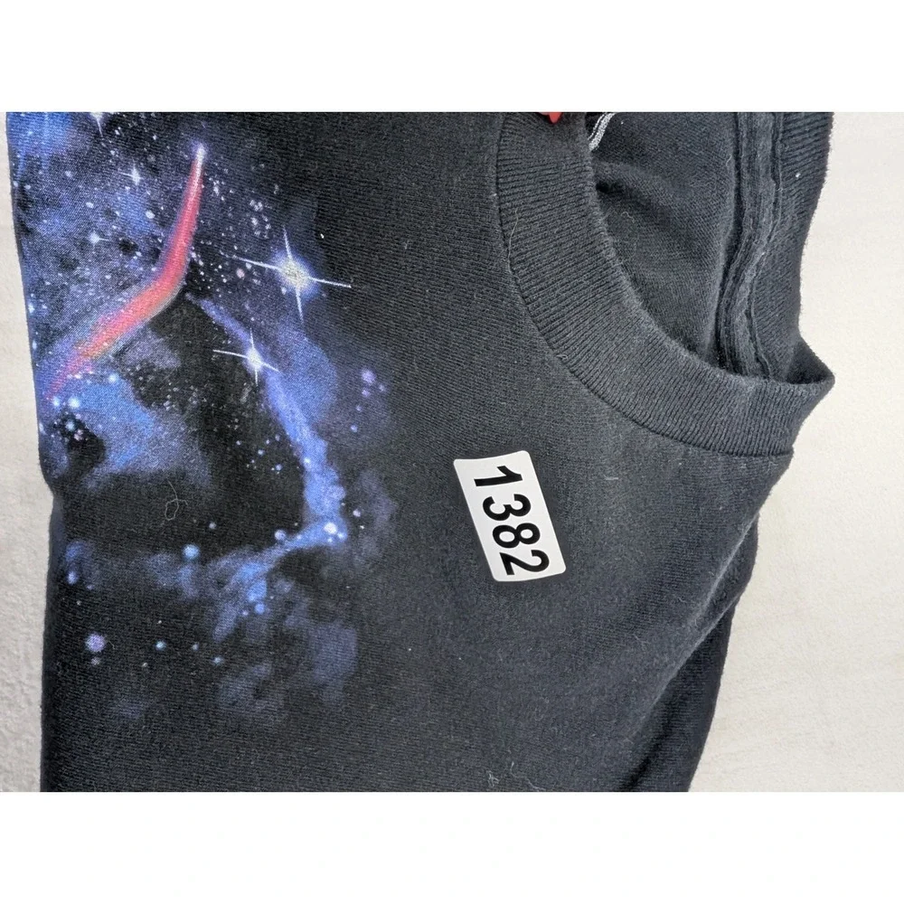 DOM Galaxy Wolf T-shirt Men XL Black Galaxy Planets Space Celestial Animal‎ Y2K